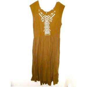 Free People Tribal dress; XS; Tan/Mustard